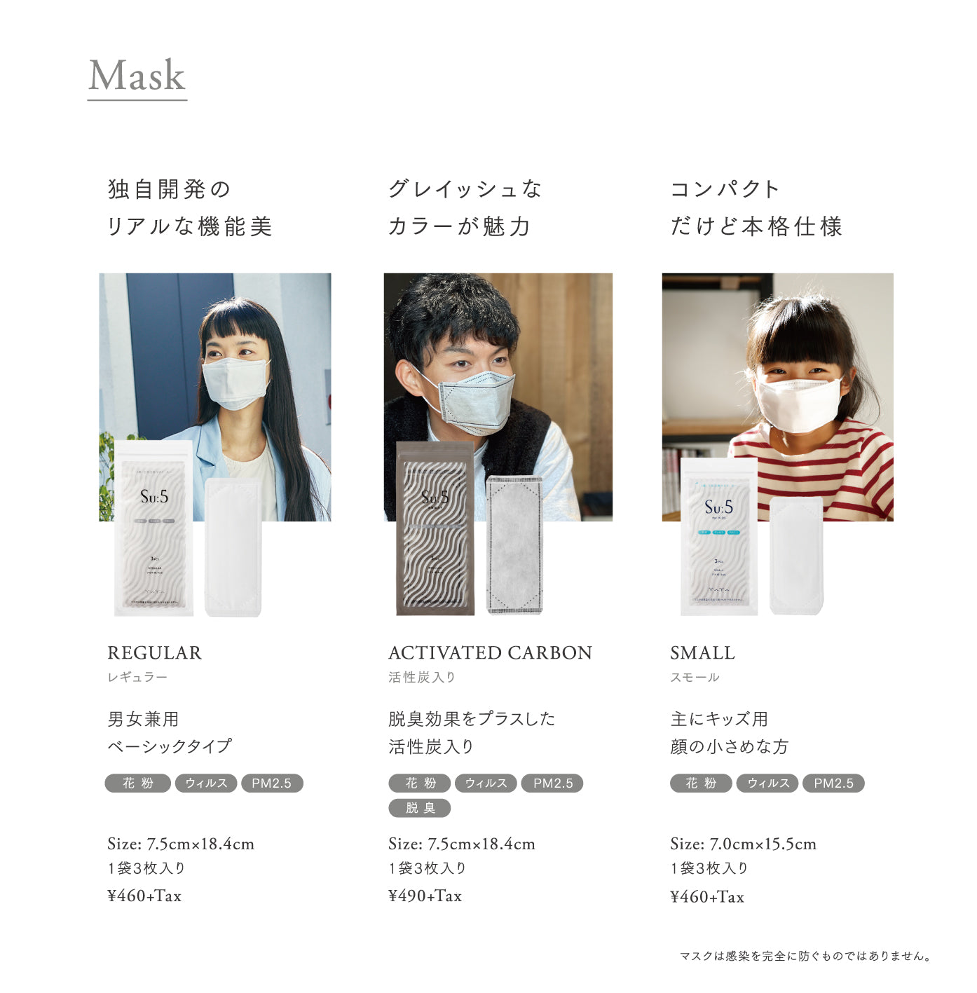 Suː5 Mask SMALL　3pcs